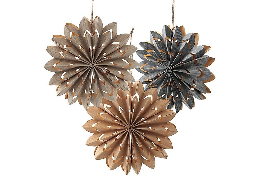 Logbuch-Verlag Dekofigur Stern-Hänger aus Papier 3er Set 15x15 cm in Naturt günstig online kaufen