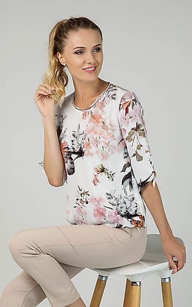 Passioni Druckbluse in Weiß, mit buntem günstig online kaufen