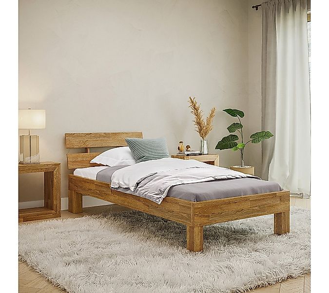 skølm Massivholzbett Floki aus Eiche mit Bettkopf, natur geölt, Einzelbett günstig online kaufen