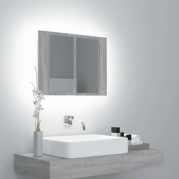 Vidaxl Led-spiegelschrank Grau Sonoma 60x12x45 Cm Holzwerkstoff günstig online kaufen