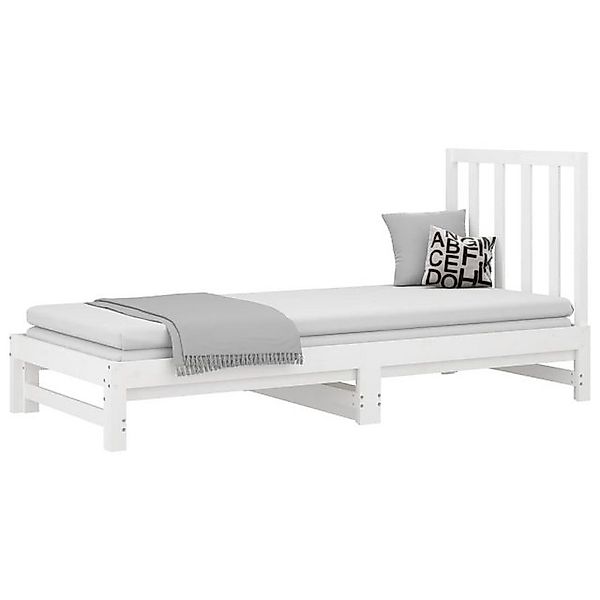 vidaXL Bett Tagesbett Ausziehbar Weiß 2x(90x190) cm Massivholz Kiefer günstig online kaufen