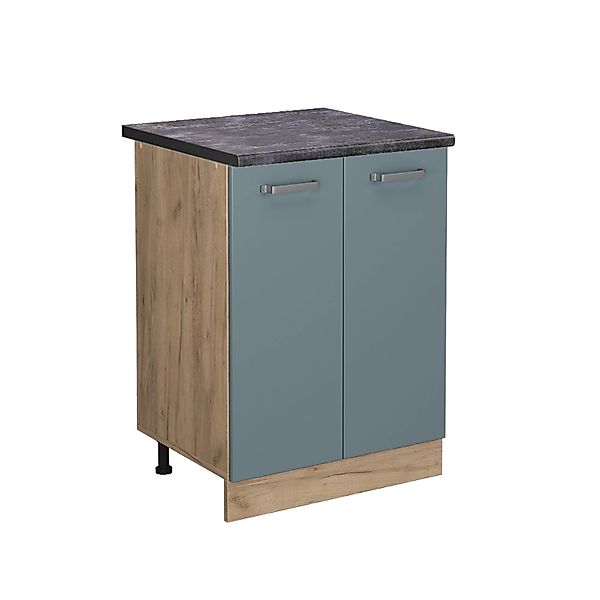 Vicco Küchenunterschrank R-Line Blau-Grau/Anthrazit 60 cm AP Anthrazit mit günstig online kaufen