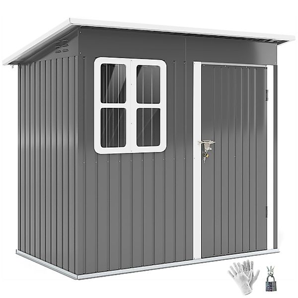 Outsunny Gartenhaus mit Abschließbar Tür Stahl Dunkelgrau 211L x 133B x 190 günstig online kaufen