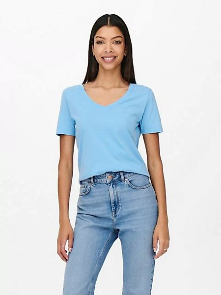 JACQUELINE de YONG T-Shirt Einfarbiges Basic T-Shirt V-Ausschnitt Kurzarm O günstig online kaufen