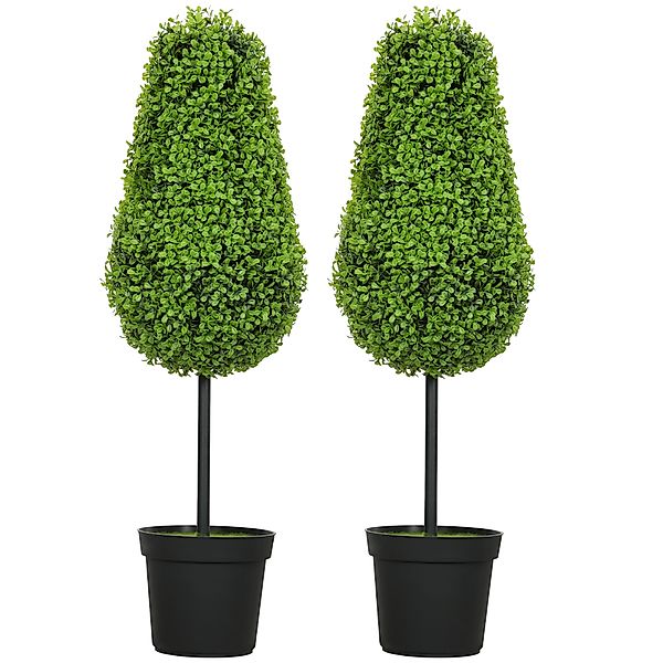 HOMCOM 2er Set Künstliche Buchsbaum 90cm Kunstpflanze in Tränenform, Plasti günstig online kaufen