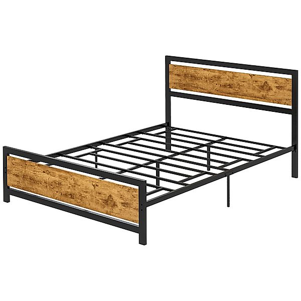 HOMCOM Einzelbettgestell aus Holz und Stahl 147x208x103cm mit integrierten günstig online kaufen