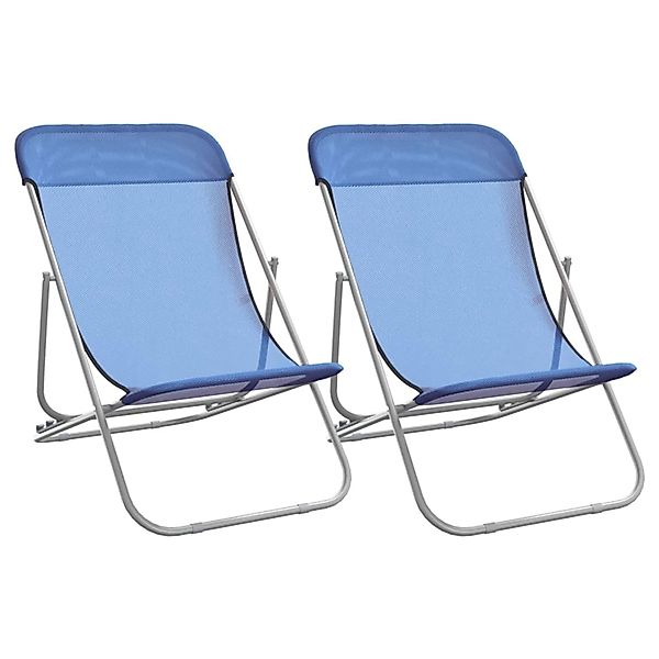 vidaXL Strandstühle 2 Stk Blau Textilene & Pulverbeschichteter Stahl 360187 günstig online kaufen