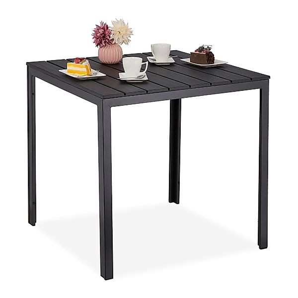relaxdays Gartentisch Schwarzer Gartentisch in Holzoptik günstig online kaufen