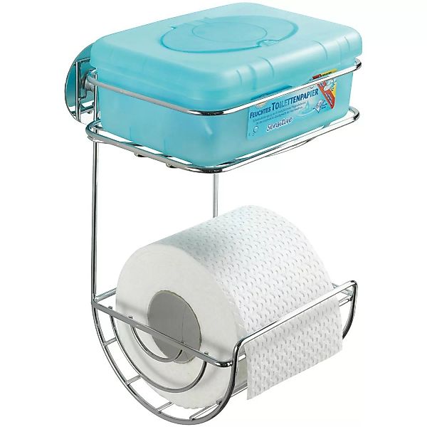 Wenko WC-Papierhalter Turbo-Loc Befestigen ohne Bohren Chrom m. Ablage günstig online kaufen