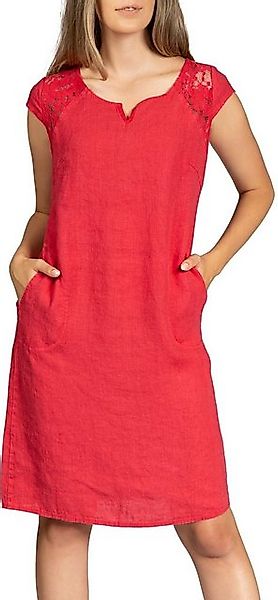 Caspar Sommerkleid SKL042 Damen Sommer Leinenkleid mit dezentem Spitzeneins günstig online kaufen