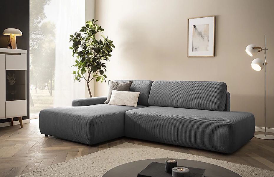 Home affaire Ecksofa "TORGE, Schlafsofa Cord, Samtvelours u. Strukur fein, günstig online kaufen