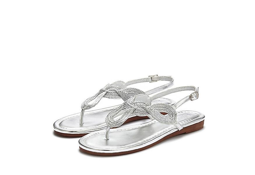 LASCANA Zehentrenner Sandale, Pantolette im Metallic-Look VEGAN günstig online kaufen