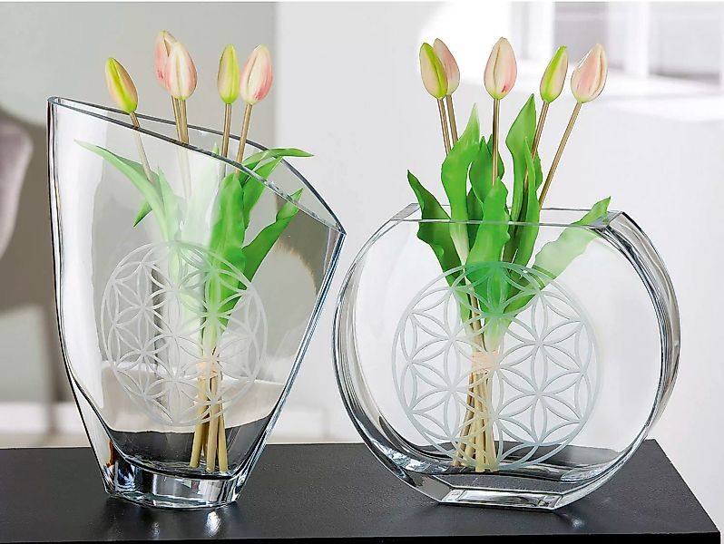 Casablanca by Gilde Tischvase "Lebensblume", (1 St.), Vase aus Glas, mit sc günstig online kaufen