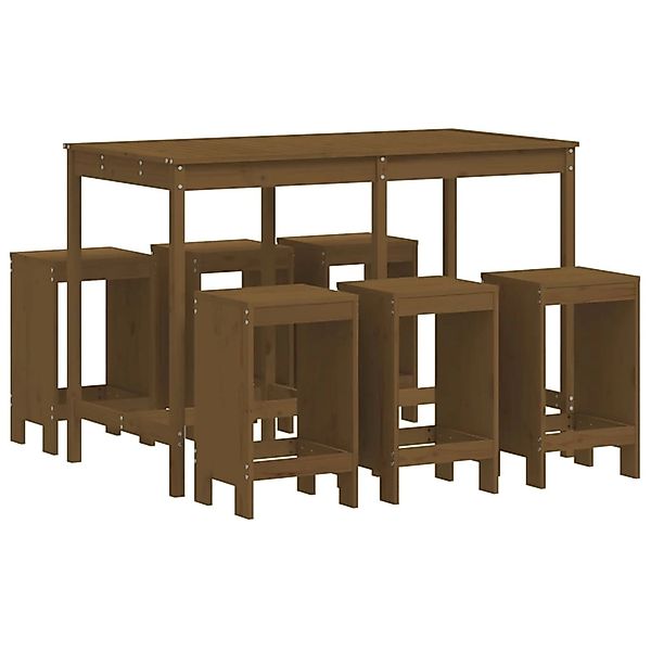 vidaXL 7-tlg Gartenbar-Set Honigbraun Massivholz Kiefer Modell 3 günstig online kaufen