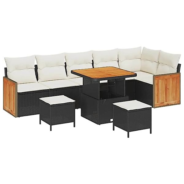 vidaXL Gartensofa-set mit Kissen 11-Tlg Schwarz und Creme Poly-Rattan 33652 günstig online kaufen