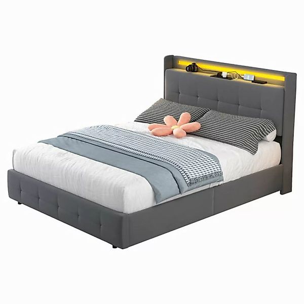 HAUSS SPOLE Polsterbett Doppelbett Ausziehbett mit USB-Ladekopfteil, LED, 2 günstig online kaufen