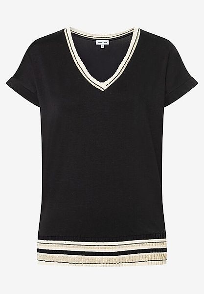 T-Shirt mit Strickbündchen, schwarz günstig online kaufen