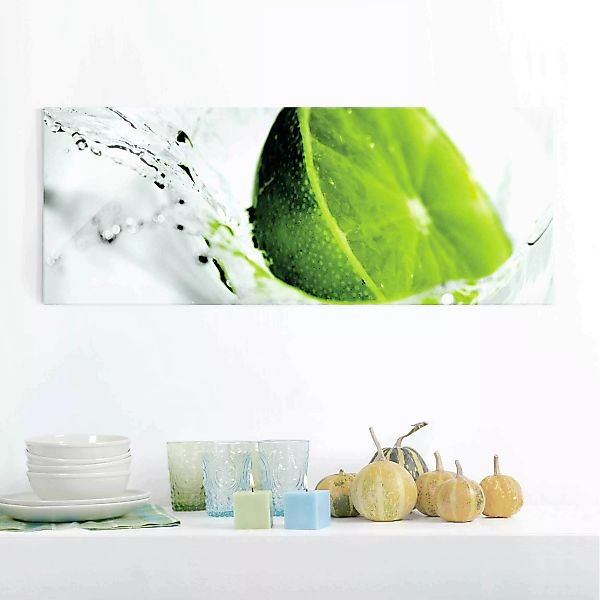 Glasbild Küche - Panorama Splash Lime günstig online kaufen