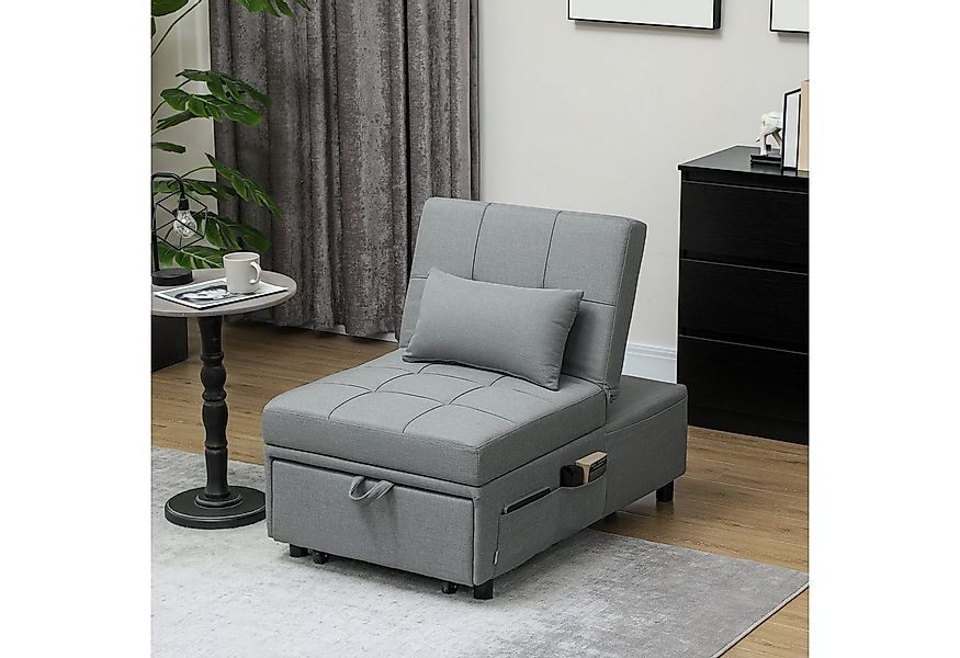 HOMCOM Sessel 3-in-1, mit Bettfunktion, Seitentasche, ausziehbar (Relaxsess günstig online kaufen