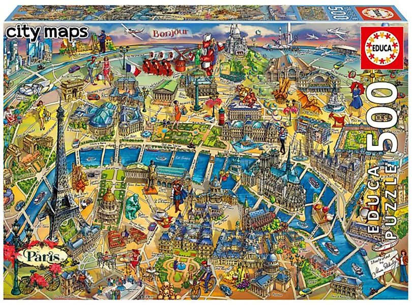 Educa Puzzle 9218452 - Paris Map - 500 Teile Puzzle günstig online kaufen