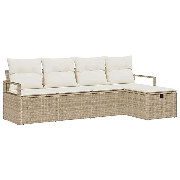 vidaXL 5-Teiliges Gartensofa-Set mit Kissen in Beige aus Poly Rattan 336049 günstig online kaufen