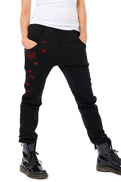3Elfen Sweatpants Jogginghose Winter Sweathose Damen schwarz Schmetterlinge günstig online kaufen