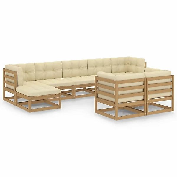 vidaXL 9-tlg Garten-Lounge-Set Kissen Honigbraun Kiefer Massivholz Modell 1 günstig online kaufen