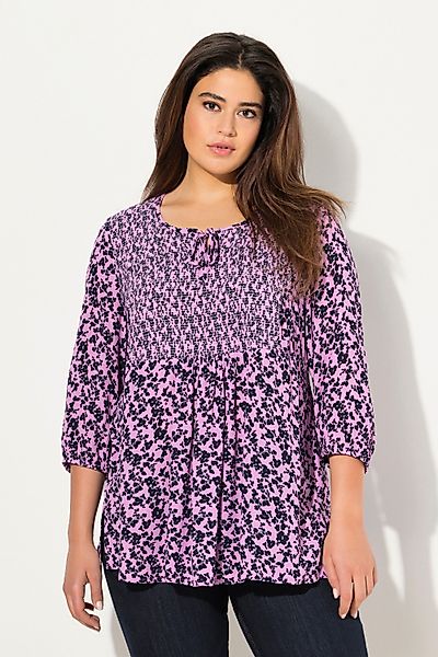 Ulla Popken Tunika Smokbluse Blüten A-Linie günstig online kaufen
