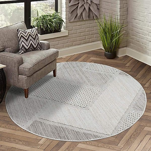 Carpet City Teppich "LINDO 8877" rund 11 mm Höhe Kurzflor, Hochtief-Muster/ günstig online kaufen