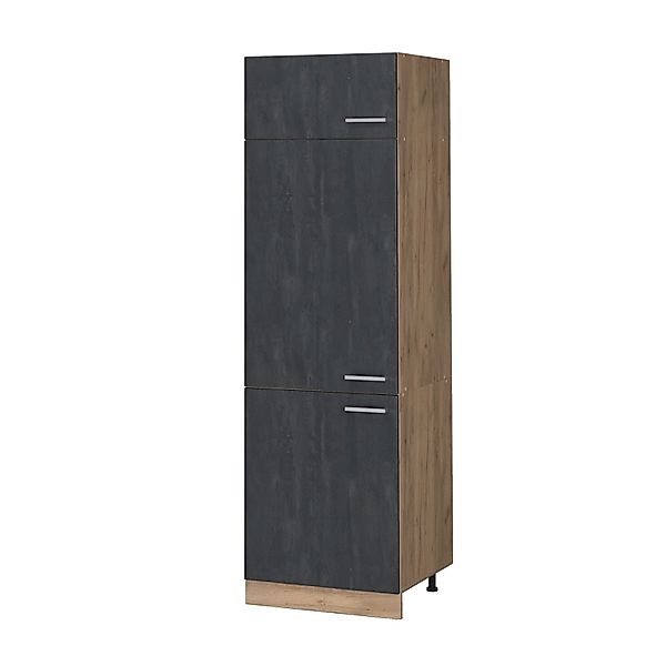 Vicco Kühlumbauschrank R-Line Hochschrank für die Küche Schwarz Beton/Goldk günstig online kaufen
