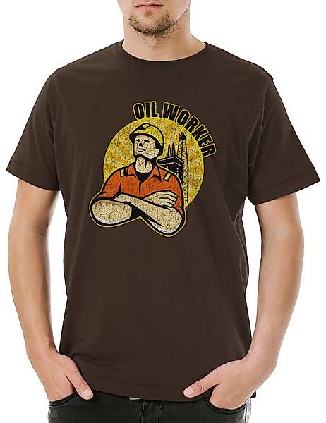 Urban Backwoods Print-Shirt Urban Backwoods Oil Worker Herren T-Shirt Braun günstig online kaufen