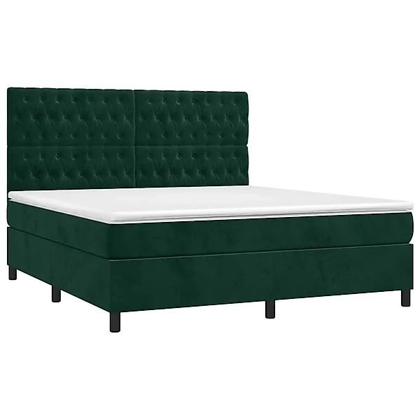 vidaXL Boxspringbett mit Matratze & LED Dunkelgrün 160x200 cm Samt 3136314 günstig online kaufen