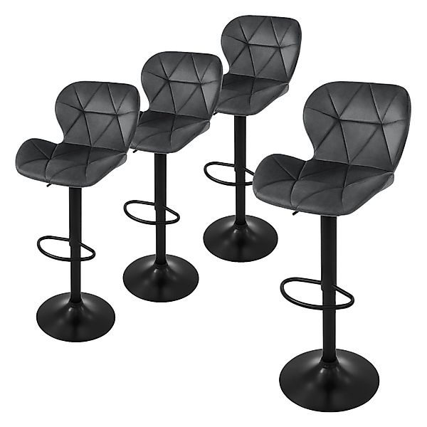 ML-Design Barhocker 4Er Set aus Samt Grau Gepolsterter Drehbar Hocker günstig online kaufen