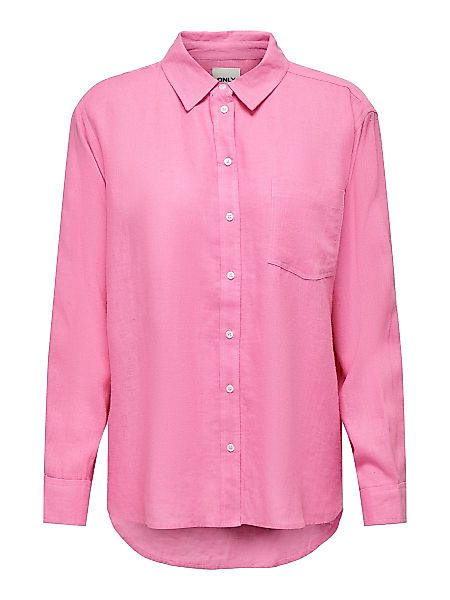 ONLY Einfarbiges Leinenmix Hemd Damen Pink günstig online kaufen