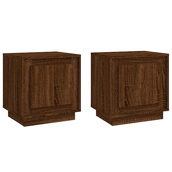 vidaXL Nachttisch Nachttische 2 Stk. Braun Eichen-Optik 44x35x45 cm Holzwer günstig online kaufen