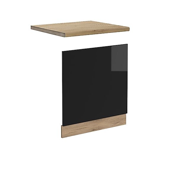 Vicco Frontblende R-Line Schwarz Hochglanz/Goldkraft Eiche 60 cm AP Eiche günstig online kaufen
