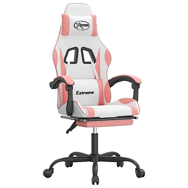 vidaXL Gaming-Stuhl mit Fußstütze Drehbar Weiß & Rosa Kunstleder 349588 günstig online kaufen