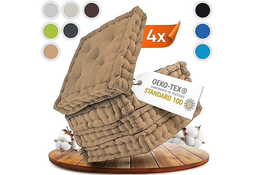 Gräfenstayn Sitzkissen 4er Set 40x40 cm mit 8 cm Polsterung aus 100 % Baumw günstig online kaufen