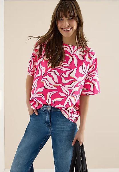 Kurzarm Bluse mit Print und Knöpfen günstig online kaufen