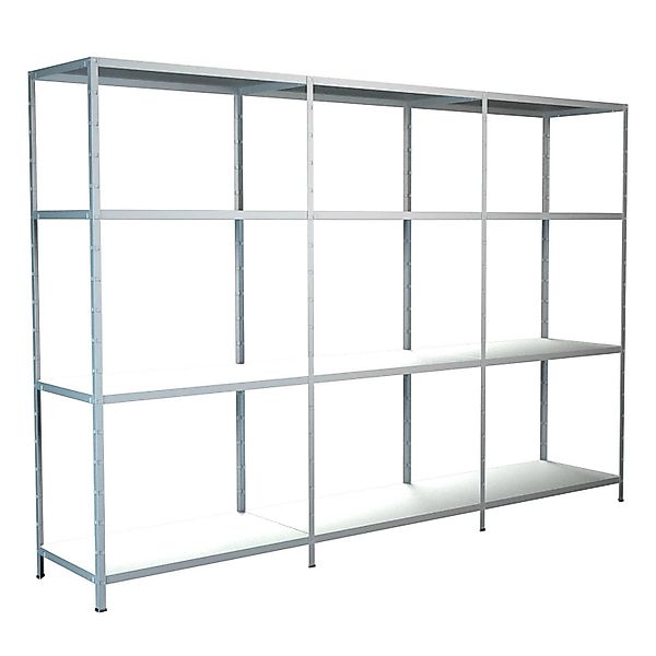 Schulte Steck-Grund- und 2 x Anbauregale 180 cm x 300 cm x 50 cm Weiß günstig online kaufen