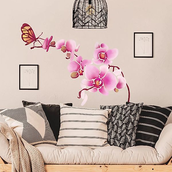 Wandtattoo Blumen Orchidee mit Schmetterling günstig online kaufen
