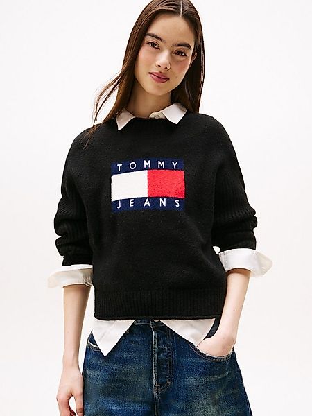 Tommy Jeans Strickpullover TJW MELANGE FLAG SWEATER RIB EXT in gerippter St günstig online kaufen