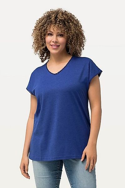 Ulla Popken T-Shirt T-Shirt Zierborten Oversized V-Ausschnitt Halbarm günstig online kaufen