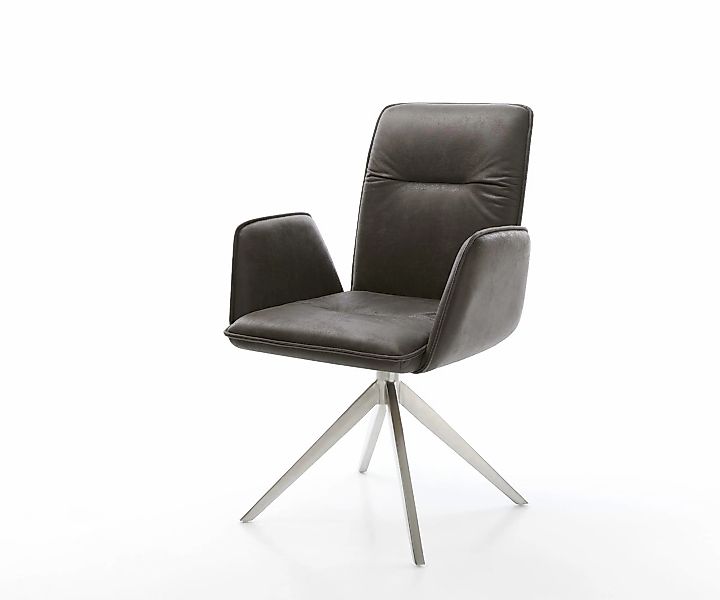 Drehstuhl Vinja-Flex Mikrofaser Anthrazit Vintage Kreuzgestell breit Edelst günstig online kaufen