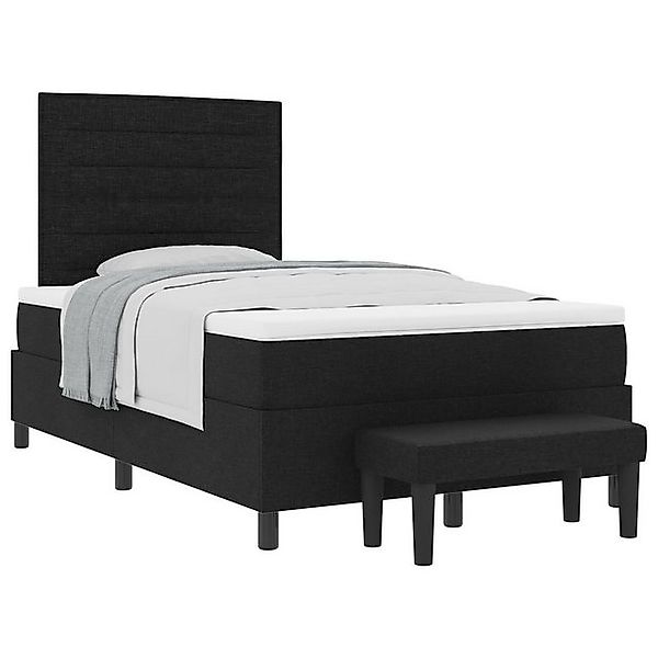 vidaXL Bett Boxspringbett mit Matratze & Bank Schwarz 120x190 cm Stoff (2-t günstig online kaufen