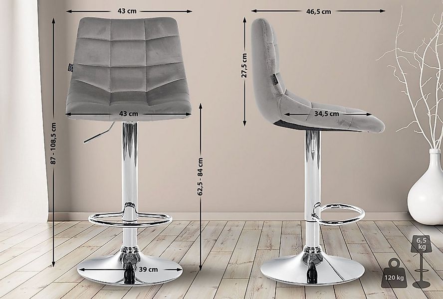 CLP Barhocker Jerry Samt, höhenverstellbarer Barstuhl 360° günstig online kaufen