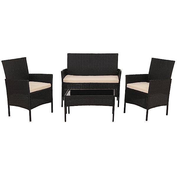 MCW Garten-Garnitur N98 4-teilig Anthrazit Kissen Creme günstig online kaufen