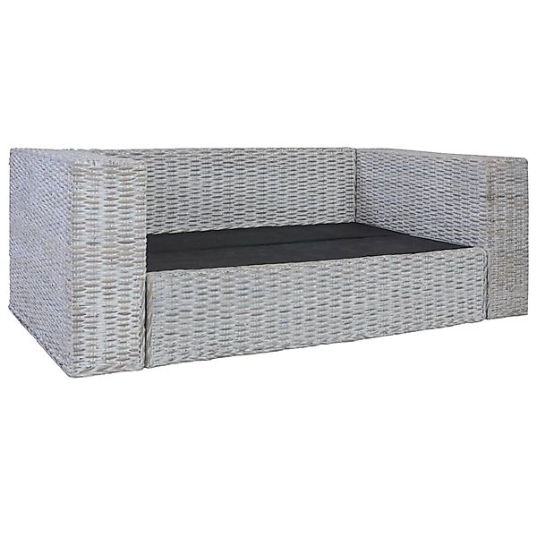 vidaXL 2-Sitzer-Sofa mit Polstern Grau Natürliches Rattan günstig online kaufen