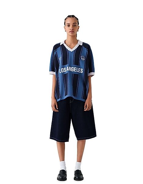 Bershka Poloshirt La Galaxy Mit Streifen Damen M Blau günstig online kaufen