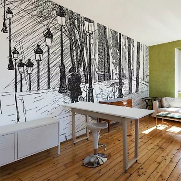 artgeist Fototapete Treppe - Montmartre schwarz/weiß Gr. 450 x 270 günstig online kaufen